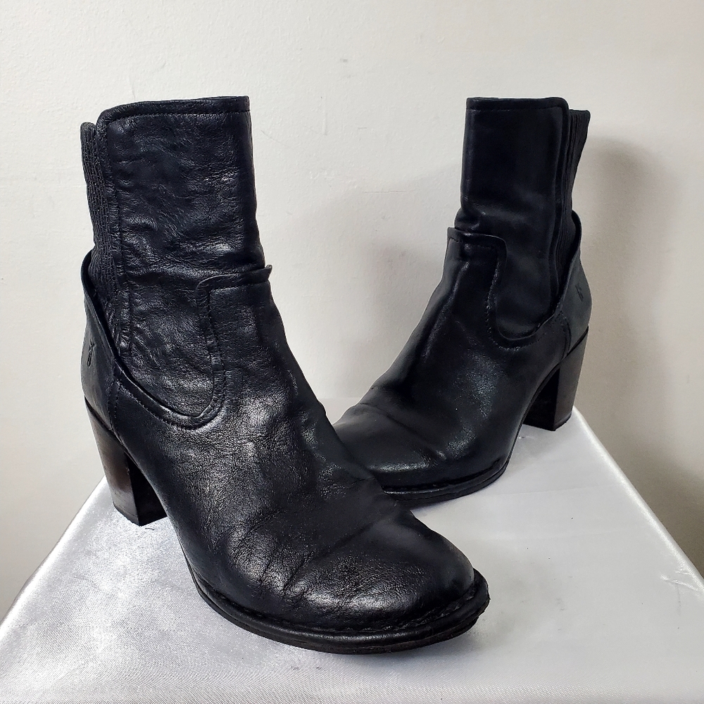 Frye Boots Womens Leather 10 Pull On Chelsea Block Lucinda Scrunch Short Y2K